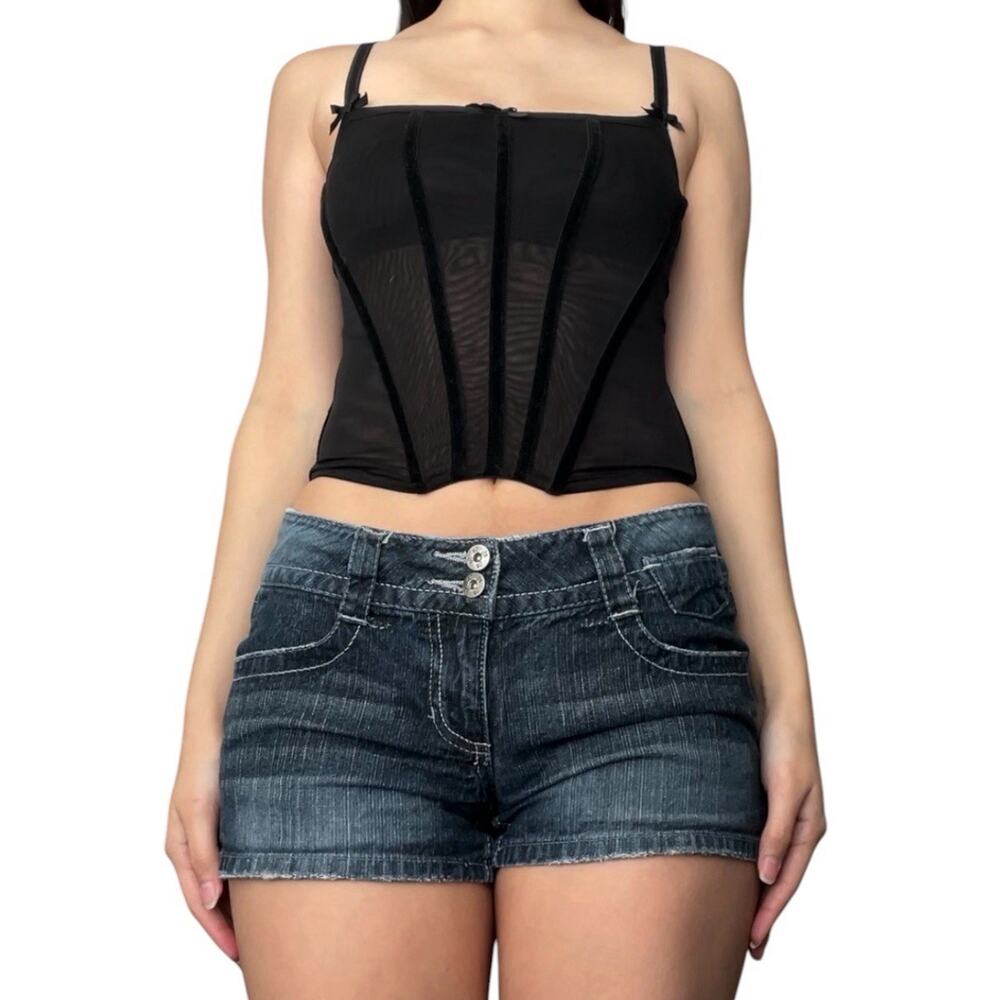 unif deadstock device corset top with velvet and mesh detailing